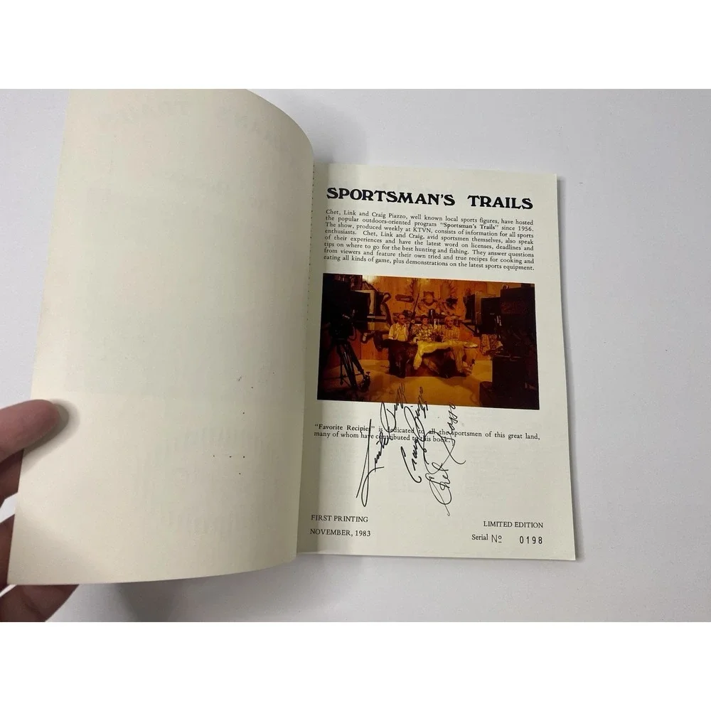 Sportsman Trails Favorite Recipes Cookbook Signed Chet Link Craig Piazzo Reno NV